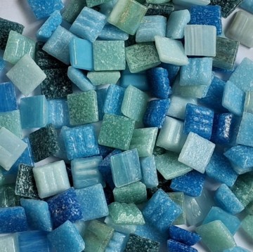 Blauw groen aqua 1x1cm de luxe