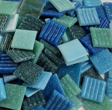Blauw groen aqua 2x2cm de luxe